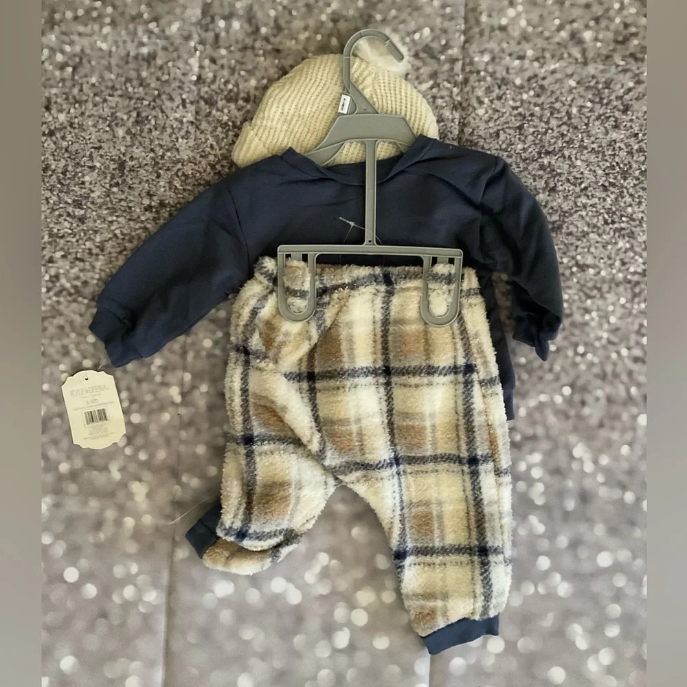 Baby BoyKyle & Deena 3pc. Dino Top & Fur Joggers Set